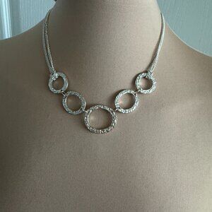 a.n.a a new approach Silver Color Textured Circle Double Chain Necklace